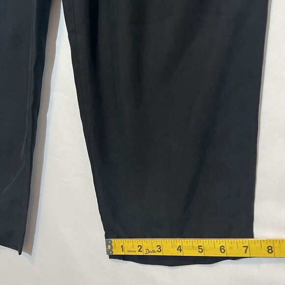 Vintage J Peterman Women Silk Dress Pants Size 16 Black Pleated Tapered Pockets - Picture 7 of 12